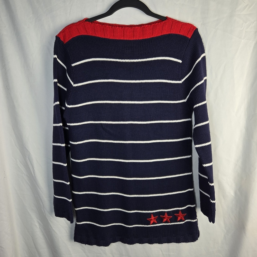 Vintage Cricket Lane Collection Striped Sweater‎ Womens Small Navy Patriotic